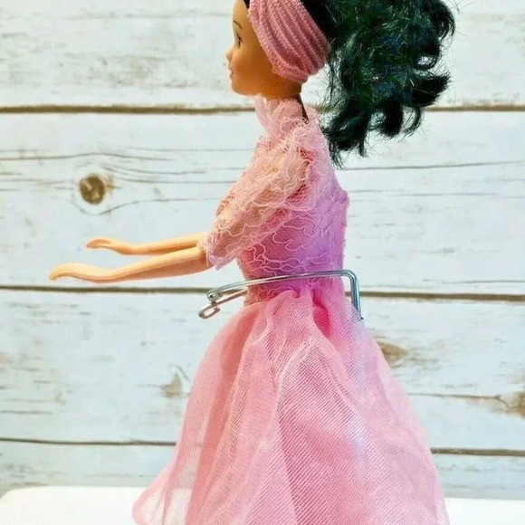 MATTEL BARBIE Disney Doll Black Hair Brown Eyes Pink Dress 12" Tall - Picture 4 of 11